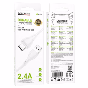 Borofone кабель BX121 Energy - USB на Micro USB - 2,4A 1 метр белый