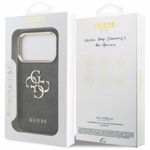 Чехол Guess PU Leather 4G Metal Logo Gold Frame для Apple iPhone 18 Pro, чёрный