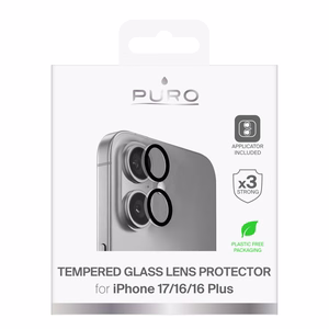 Puro atskiri grūdinto stiklo lęšiai iPhone 17 / iPhone 16 / iPhone 16 Plus
