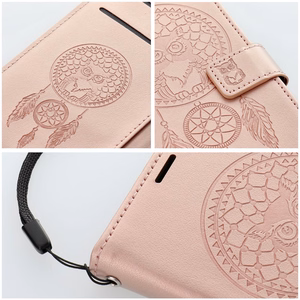 MEZZO knygos tipo dėklas telefonui XIAOMI Redmi Note 14 4G (GLOBAL - 164,84mm x 78,15mm x 8,16mm) su meškiuku, rožinio aukso spalvos