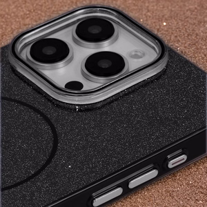 Blizgus plonas magnetinis dėklas telefonui iPhone 15 6,1" juodas