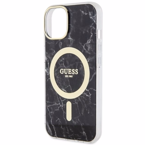 Guess GUHMP14SPCUMAK iPhone 14 6.1" juodas/juodas kietas dėklas Marble Magnetinis