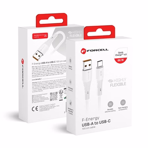 Кабель USB A to USB C Forcell F-Energy QC4.0 3A 66W Silicone 1 m C342 белый