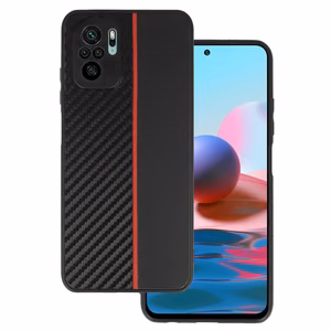 Tel Protect CARBON чехол для Xiaomi Redmi Note 10/Note 10S/Poco M5S чёрный с красной полосой