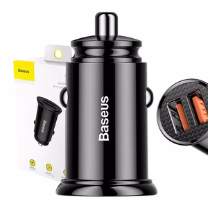 Baseus Circular automobilinis įkroviklis 2x USB QC3.0, 30W, juodas