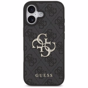 Dėklas Guess PU 4G Metal Logo Apple iPhone 17 pilkas