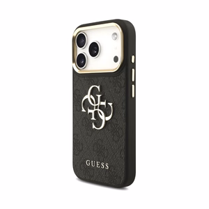 Case Guess PU Leather 4G Metal Logo Gold Frame Apple iPhone 18 Pro black