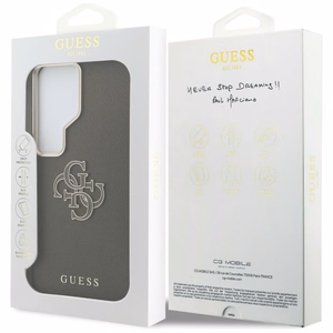 Guess Grained Big 4G Metal Logo Чехол для Samsung Galaxy S26 Ultra - коричневый