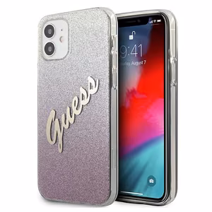 Guess GUHCP12SPCUGLSPI iPhone 12 mini 5.4" pink/pink hardcase Glitter Gradient Script