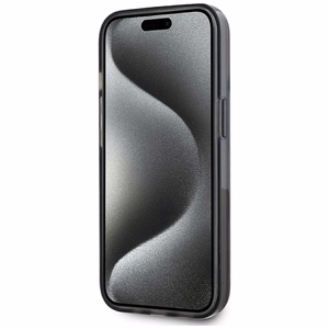 Karl Lagerfeld skystas blizgučiai monograma gradientas iPhone 15 dėklas - juodas