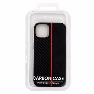 Tel Protect CARBON чехол для Iphone 12 Pro Max чёрный с красной полосой