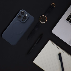 Чехол для iPhone 15 Pro Max силиконовый Mag Cover совместимый с MagSafe титановый синий