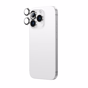 AmazingThing AR aliuminio 3 objektyvų stiklas su objektyvo rėmeliu iPhone 16 Pro / 16 Pro Max - sidabrinis