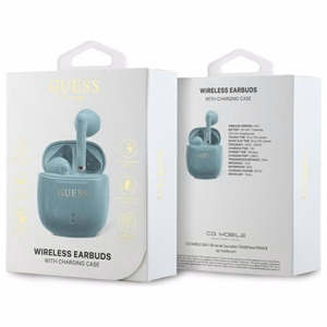 Guess Bluetooth headphones GUTWSJ14ESGQ TWS + docking station turquoise/turquoise Printed Classic Logo