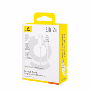 Baseus Gem Кабель USB — Lightning 2.4A быстрая зарядка 2 м белый