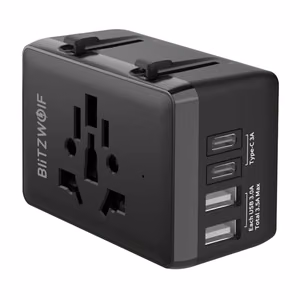 Blitzwolf BW-TA1 4в1 дорожный адаптер 2xUSB + C + PD 20W