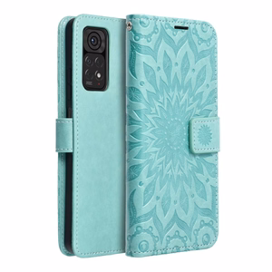 MEZZO knygos tipo dėklas telefonui XIAOMI Redmi Note 11 Pro / 11 Pro 5G su mandalos raštu, žalias