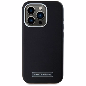 Karl Lagerfeld FW Metal Plate Magnetinis iPhone 15 Pro dėklas - juodas