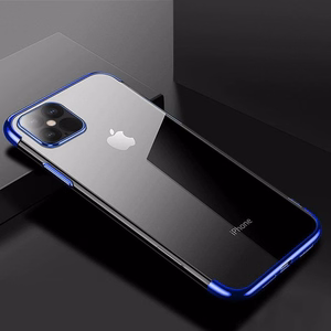 Skaidrus spalvotas gelinis TPU dėklas telefonui su metaliniu rėmeliu Samsung Galaxy A33 5G, mėlynas