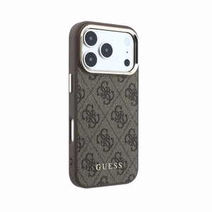 Dėklas Guess PU Leather 4G Gold Frame MagSafe Apple iPhone 18 Pro Max rudas