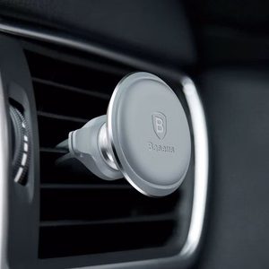 Sidabrinis Baseus Magnetic Air Vent magnetinis automobilinis laikiklis su kabelių spaustukais