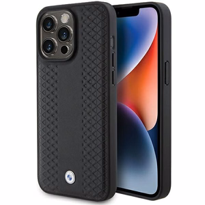 BMW odinis deimantų rašto dėklas telefonui iPhone 15 Pro - juodas