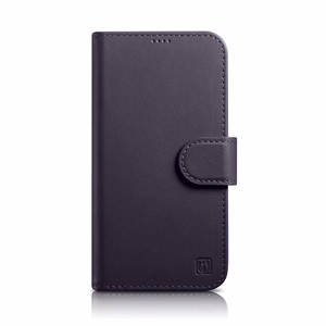 iCarer Dėklas telefonui 2in1 odinis flip dėklas su dangteliu Anti-RFID violetinis iPhone 14 (WMI14220725-DP)