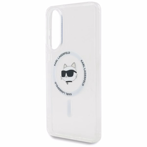 Karl Lagerfeld Button Choupette Head Printed Logo MagSafe Case for Samsung Galaxy S25 Edge - White