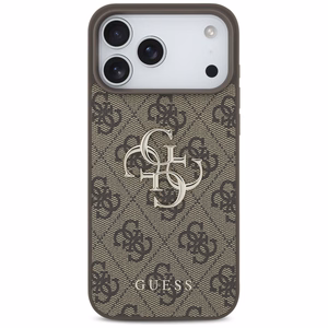 Dėklas Guess PU 4G Metal Logo Apple iPhone 17 Pro Max rudas