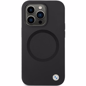 BMW BMHMP14XSILBK2 dėklas iPhone 14 Pro Max 6.7" - juodas Signature Liquid Silicone MagSafe