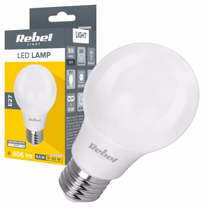 Rebel A60 E27 LED bulb, 8.5 W, 4000 K, 230 V