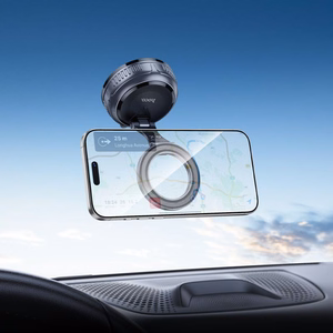 Magnetinis automobilinis laikiklis Hoco H92 su reguliuojamu siurbtuku, juodas / metalo pilkas