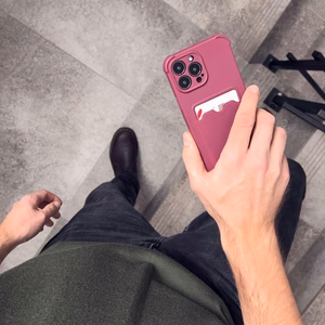 Card Armor dėklas maišelis iPhone XS Max kortelės piniginė silikoninis šarvas oro pagalvė - rožinė