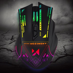 "Wozinsky WMGB-3200" belaidė optinė žaidimų pelė su įmontuotu įkraunamu akumuliatoriumi 3200 DPI su RGB apšvietimu - juoda