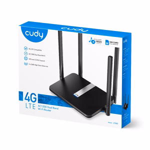 Cudy LT500 belaidis maršrutizatorius Fast Ethernet dviejų dažnių (2.4 GHz / 5 GHz) 4G juodas