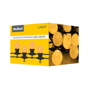 Rebel outdoor globe string lights, warm white, 230 V