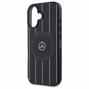 Mercedes MB dvigubo sluoksnio kryžminių linijų Magnetinis dėklas iPhone 16 telefonui - juodas