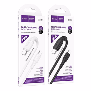 Кабель USB C to USB C Hoco 3A 60W 1 m X120 белый