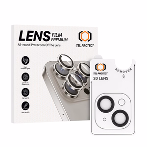 Закалённое стекло Tel Protect 3D Lens на камеру для Iphone 14/14 Plus/16E/17E чёрное (линз 2 шт.)