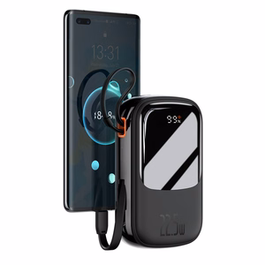 Baseus Qpow Pro 20000mAh išorinė baterija, USB + USB-C, PD 22,5W, su USB-C laidu (PPQD060301), juoda
