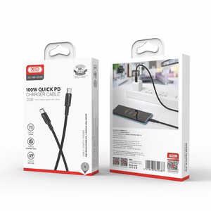 XO кабель NB-Q199 PD USB-C - USB-C 1,5м 100W чёрный