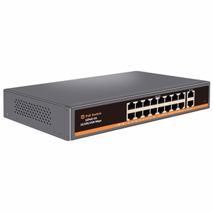 PoE šakotuvas 16x 100Mbps PoE + 2x Gigabit UPLINK, 250W
