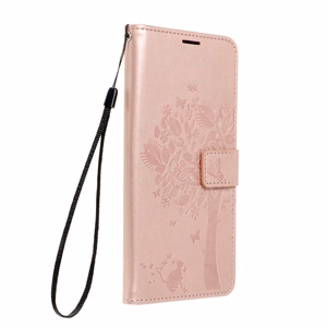 MEZZO knygos tipo dėklas telefonui XIAOMI Redmi Note 10 Pro su medžiu, rožinio aukso spalvos