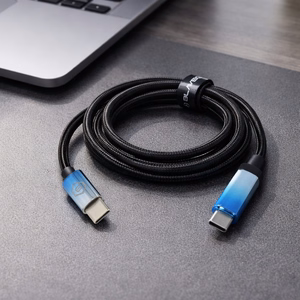 Blavec Velox плетёный Кабель USB-C на USB-C PD 100 Вт 5A LED дисплей 1,2 м Apple CarPlay Android Auto (CVE-CC5B12) чёрный