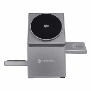 Belaidis įkroviklis Forcell F-Energy 3in1 Rotation Cube Qi2 suderinamas su MagSafe (F-06) sidabrinis