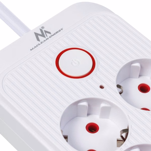 Maclean elektros paskirstytuvas, 6 lizdai + 4xUSB prailginimo laidas, 110–240 V kintama srovė, 50/60 Hz, 2,1 A, maks. 2500 W, 1,5 m, baltas, MCE389 W