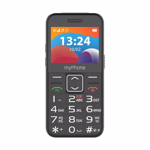 myPhone Halo 3 LTE – mygtukinis telefonas, juodas, 2.4 colių IPS, 48/128 MB, Dual Nano SIM, 3G, Bluetooth 2.1, USB-C, 0.3 MP kamera, 1400 mAh