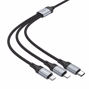 Cable 3in1 USB A to Lightning / Micro USB / USB C Hoco 2,4A 1 m X102 black