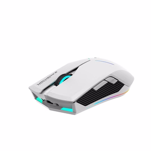 Machenike M721 belaidė žaidimų pelė, 10000 DPI, su RGB apšvietimu, balta