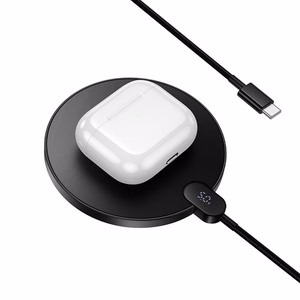 Беспроводное зарядное устройство Hoco 15W с кабелем USB C и цифровым дисплеем CW62 чёрное